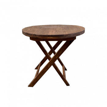 שולחן עץ עגול קוטר 80 חום 3 אנשים