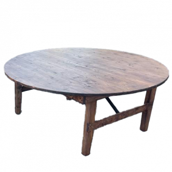 שולחן עץ עגול קוטר 1.80 חום 10 אנשים