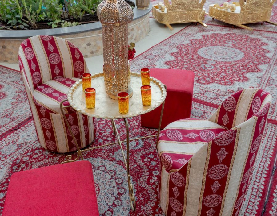 כיסא מרוקאי עגול 2 אדום זהב