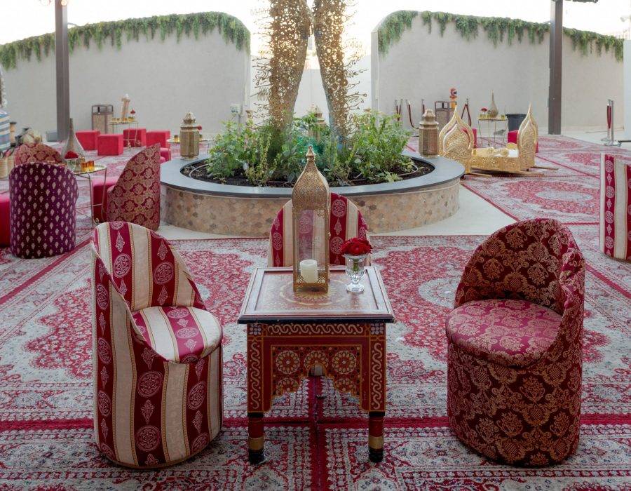 כיסא מרוקאי עגול בורדו 2 זהב