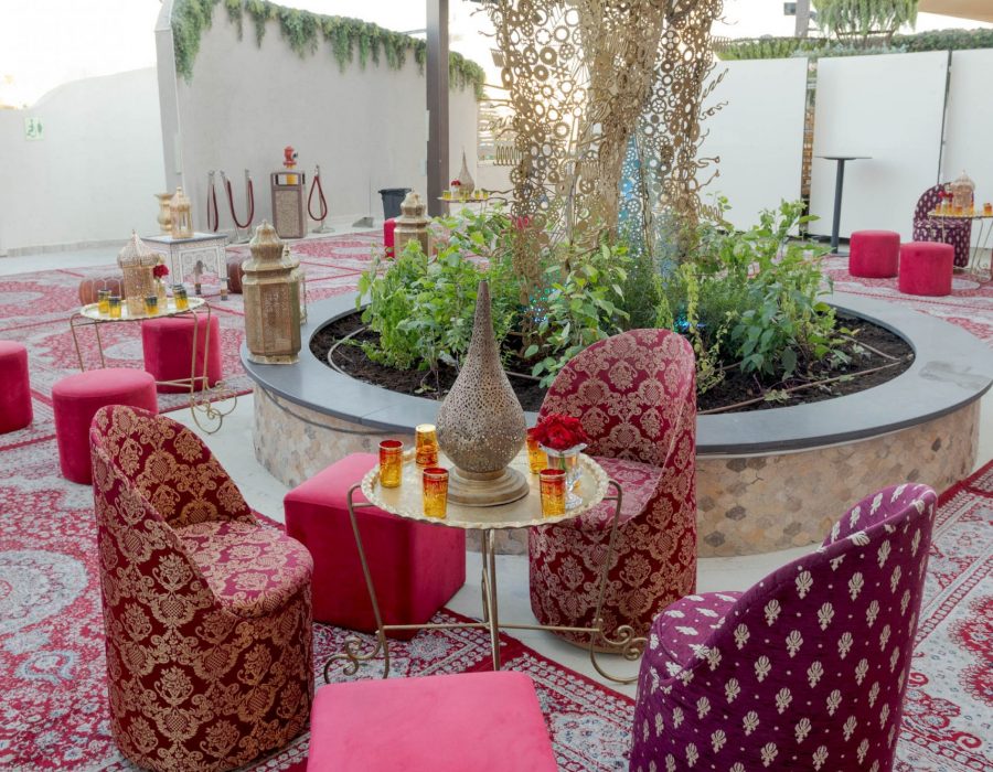 כיסא מרוקאי עגול בורדו זהב