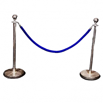 עמוד חבלול ניקל דקורטיבי + חבל כחול