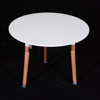 שולחן עגול קוטר 80 לבן רגליים טבעי 3 אנשים